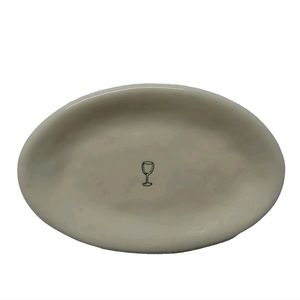 Rae Dunn EARLY Oval 7-3/4” Appetizer Cheese Plate Cocktail Glass Wine by Magenta